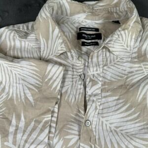 Kenneth Cole New York 2X‎ Palm Leaf Print Short Sleeve Button Down Shirt